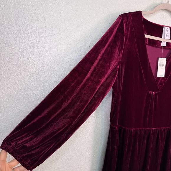 AMADI Greta Velvet Dress Womens Large Anthropologie Holiday Party Christmas NEW - Picture 6 of 13